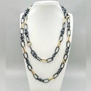 David Yurman Black And Gold Link Chain Necklace